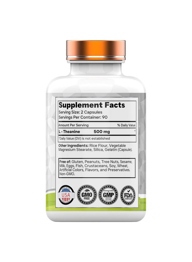 tnvitamins L-Theanine 500 mg Per Serving - 180 Capsules | Keep Calm, Cool, Collected, Alert, & Focused | L-Theanine Supplement May Support Mood, Brain, & Cognitive Function* | Non-GMO, Made in The USA! - Image 2