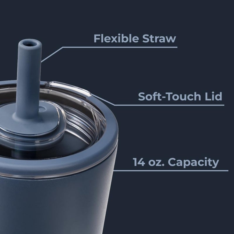 HydroJug Everyday Tumbler 14 oz – Ceramic-Lined Insulated Tumbler with Straw and Soft-Touch Lid, Cup Holder Friendly, Double-Wall Vacuum Insulation, Reusable Travel Cup – Cascade - Image 4
