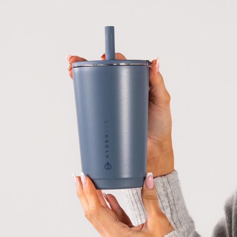 HydroJug Everyday Tumbler 14 oz – Ceramic-Lined Insulated Tumbler with Straw and Soft-Touch Lid, Cup Holder Friendly, Double-Wall Vacuum Insulation, Reusable Travel Cup – Cascade - Image 5