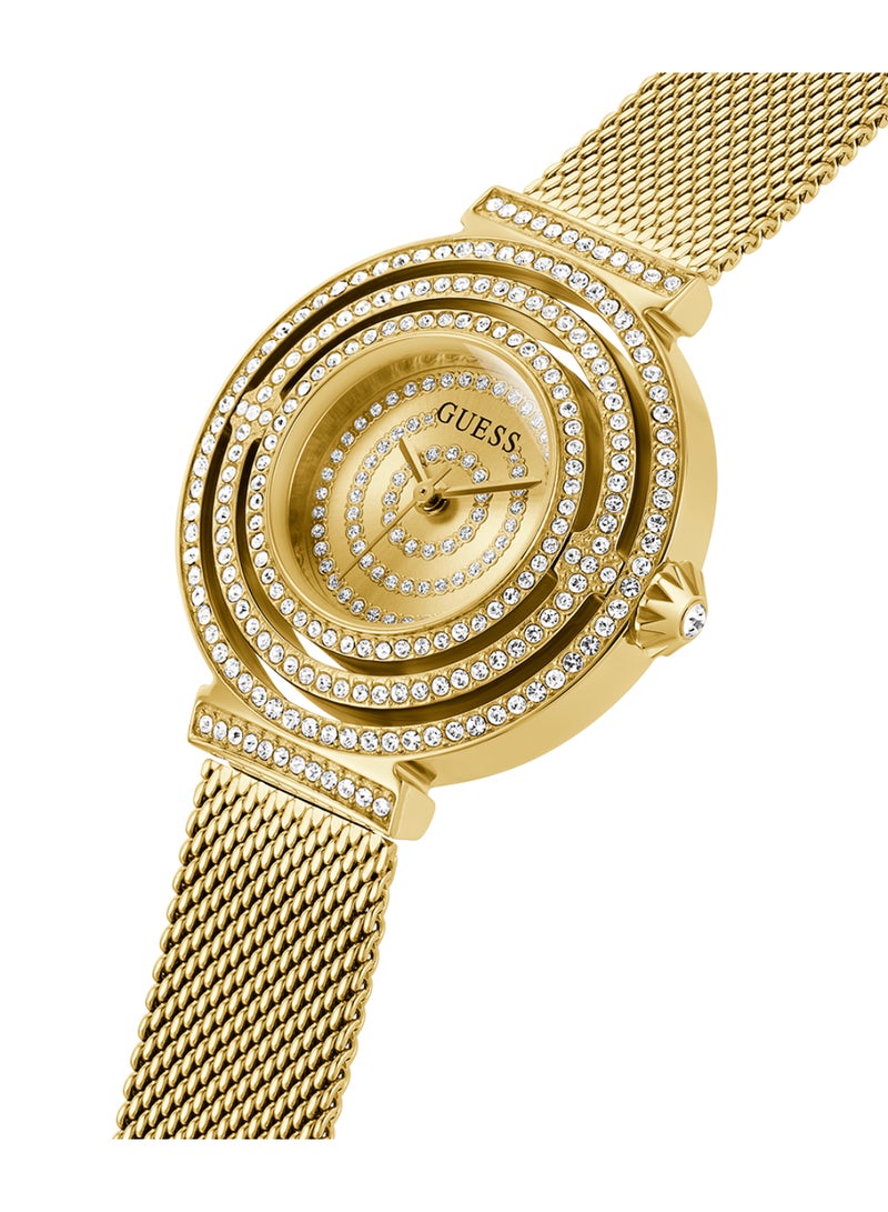 GUESS ساعة جيس النسائية المصنوعة من المعدن والشبك باللون الذهبي - GW0550L2 - Image 2