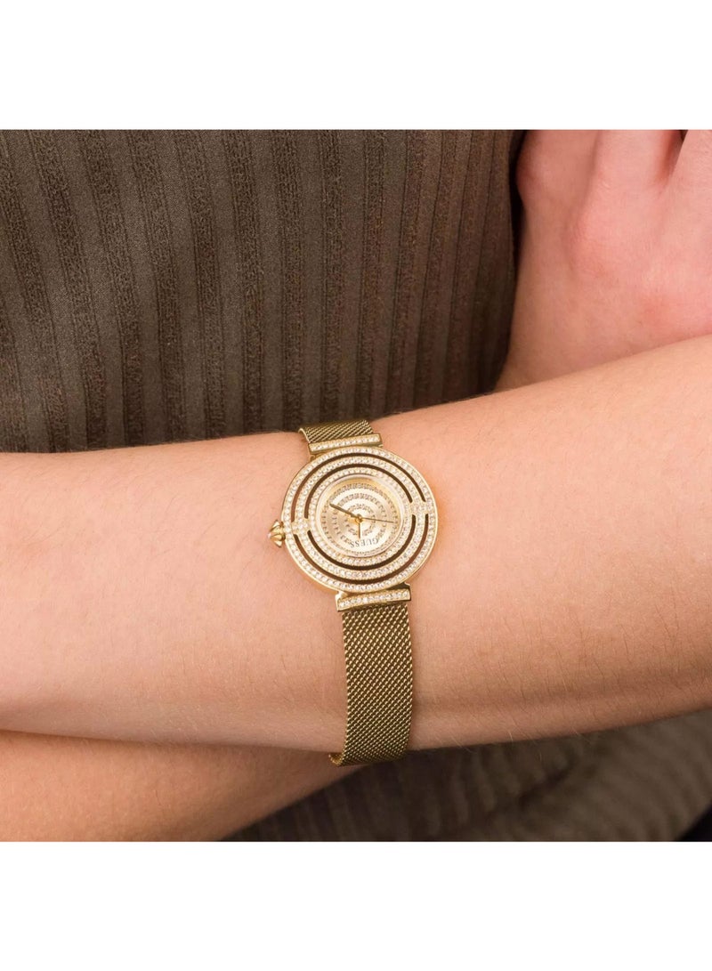 GUESS ساعة جيس النسائية المصنوعة من المعدن والشبك باللون الذهبي - GW0550L2 - Image 5