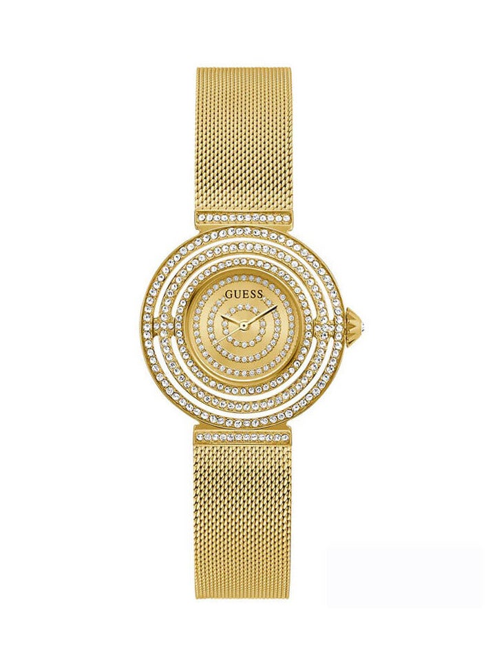 GUESS ساعة جيس النسائية المصنوعة من المعدن والشبك باللون الذهبي - GW0550L2 - Image 1