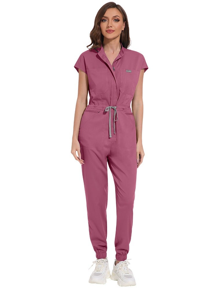 KUYING New Jumpsuit Set With Stand Up Collar And Fashionable Medical Workwear Zipper Design  - Image 3