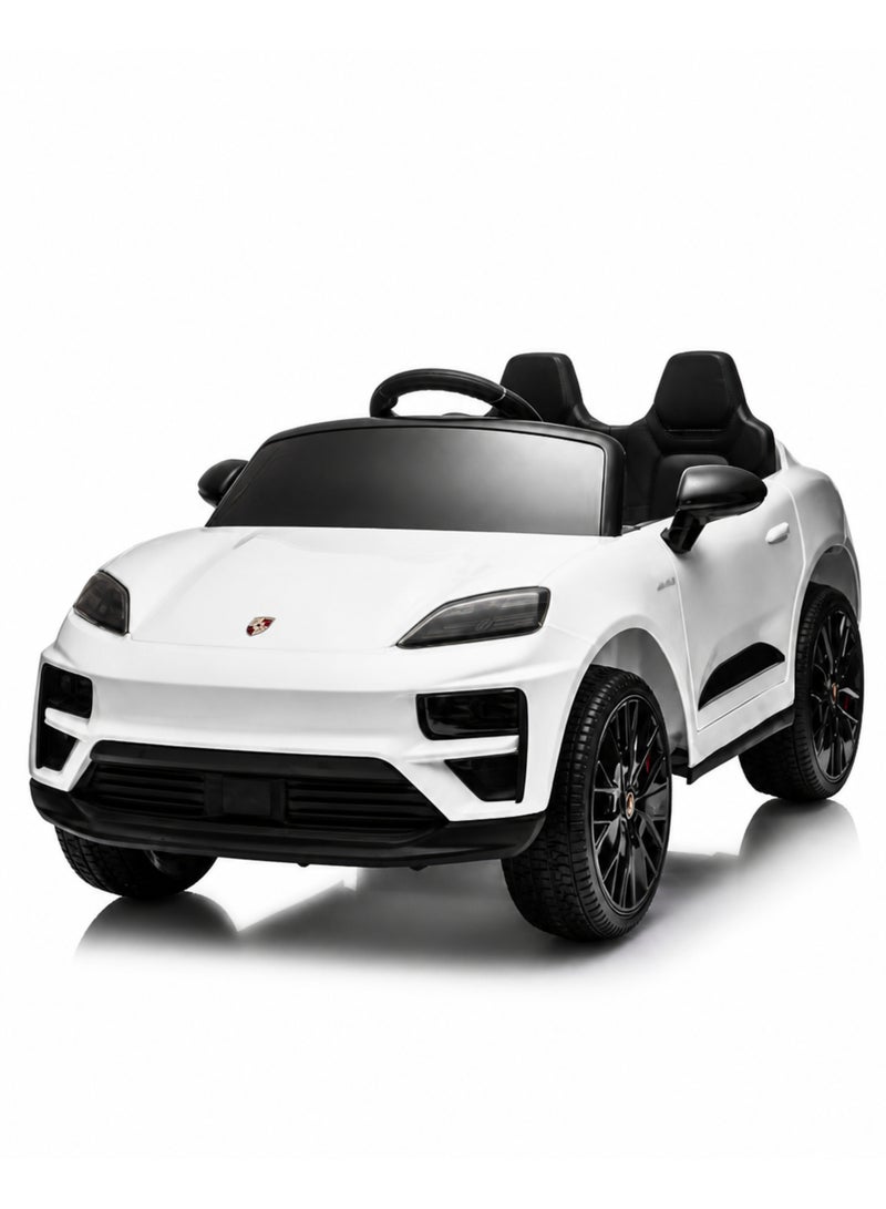 بورشه Porsche Macan Kids Officially Licensed Ride-On Car with 2.4G Remote Control, Bluetooth, LED Lights, and Premium Leather Seat LB-660EL (M2) - WHITE - Image 1