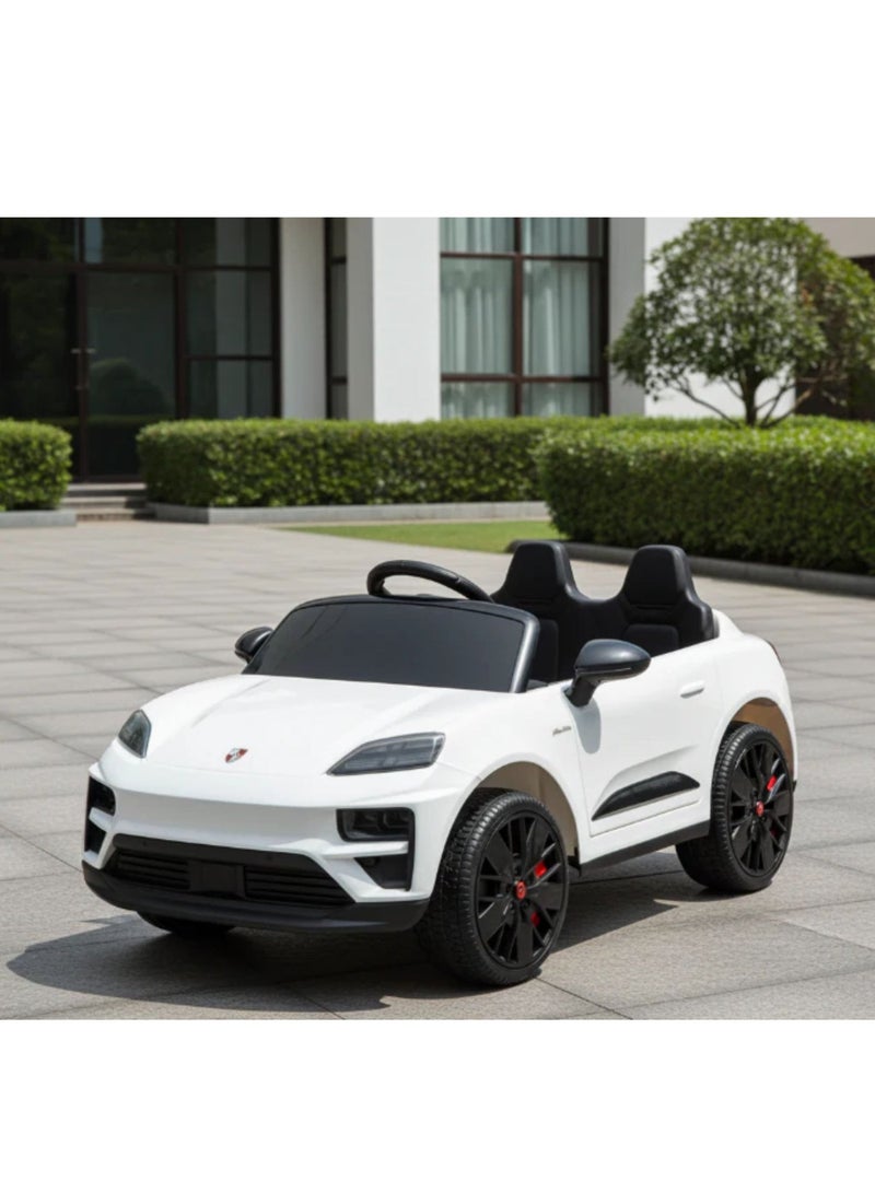 Porsche Macan Kids Officially Licensed Ride-On Car with 2.4G Remote Control, Bluetooth, LED Lights, and Premium Leather Seat LB-660EL (M2) - WHITE - Image 3