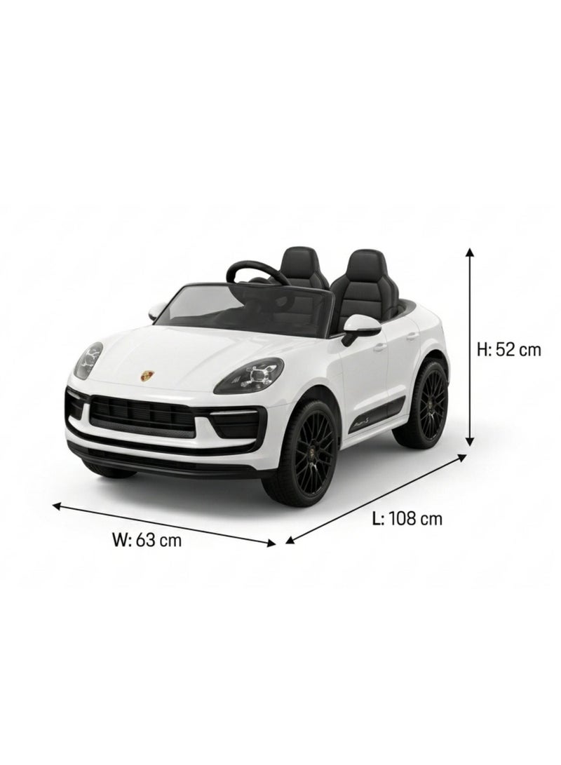 Porsche Macan Kids Officially Licensed Ride-On Car with 2.4G Remote Control, Bluetooth, LED Lights, and Premium Leather Seat LB-660EL (M2) - WHITE - Image 4