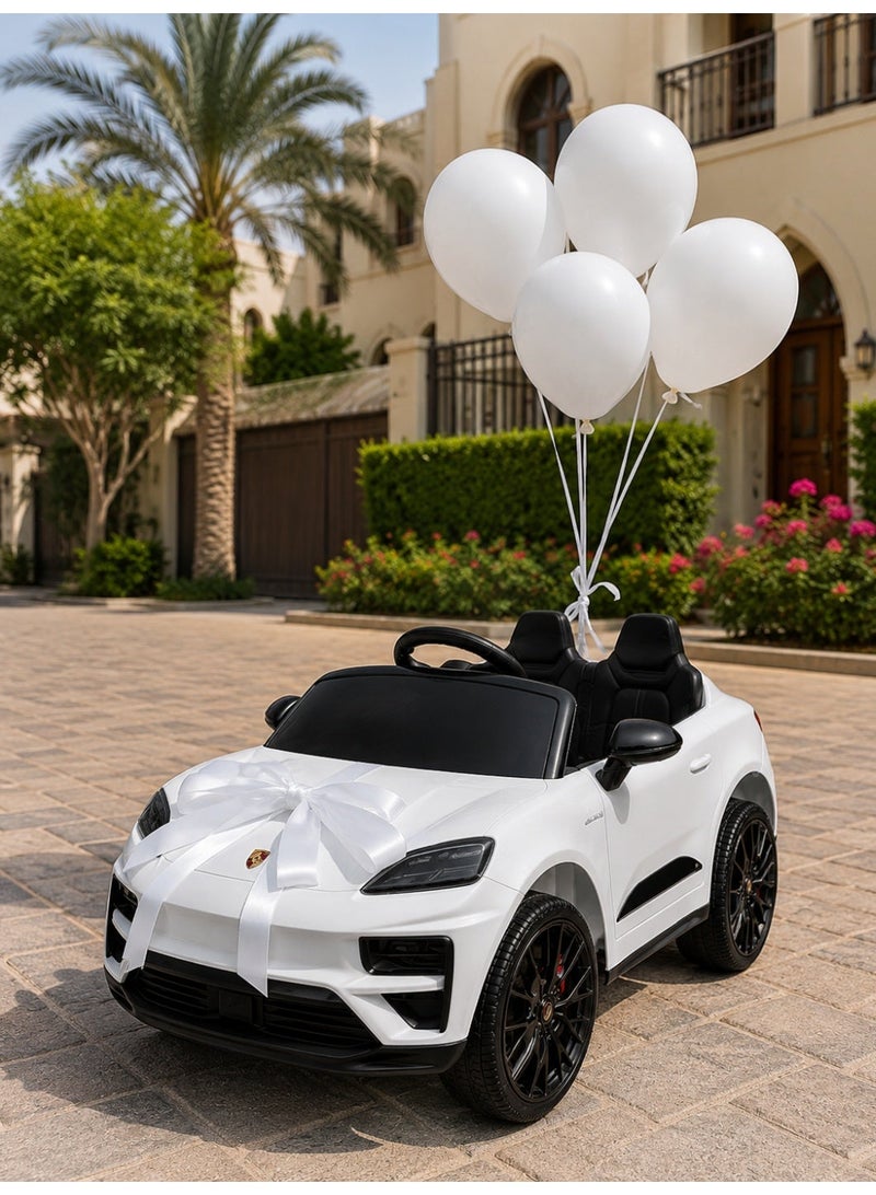 Porsche Macan Kids Officially Licensed Ride-On Car with 2.4G Remote Control, Bluetooth, LED Lights, and Premium Leather Seat LB-660EL (M2) - WHITE - Image 2