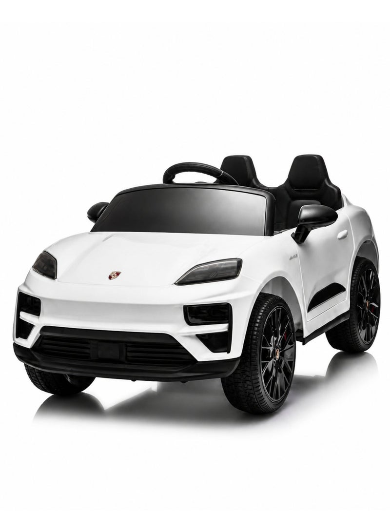 Porsche Macan Kids Officially Licensed Ride-On Car with 2.4G Remote Control, Bluetooth, LED Lights, and Premium Leather Seat LB-660EL (M2) - WHITE - Image 1