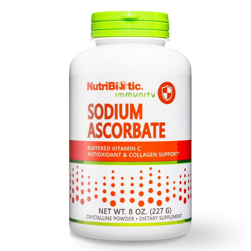 NutriBiotic Sodium Ascorbate Buffered Vitamin C Powder 8 Oz Vegan Non Acidic Easier on Digestion Than Ascorbic Acid Essential Immune Support Antioxidant Supplement Gluten GMO Free