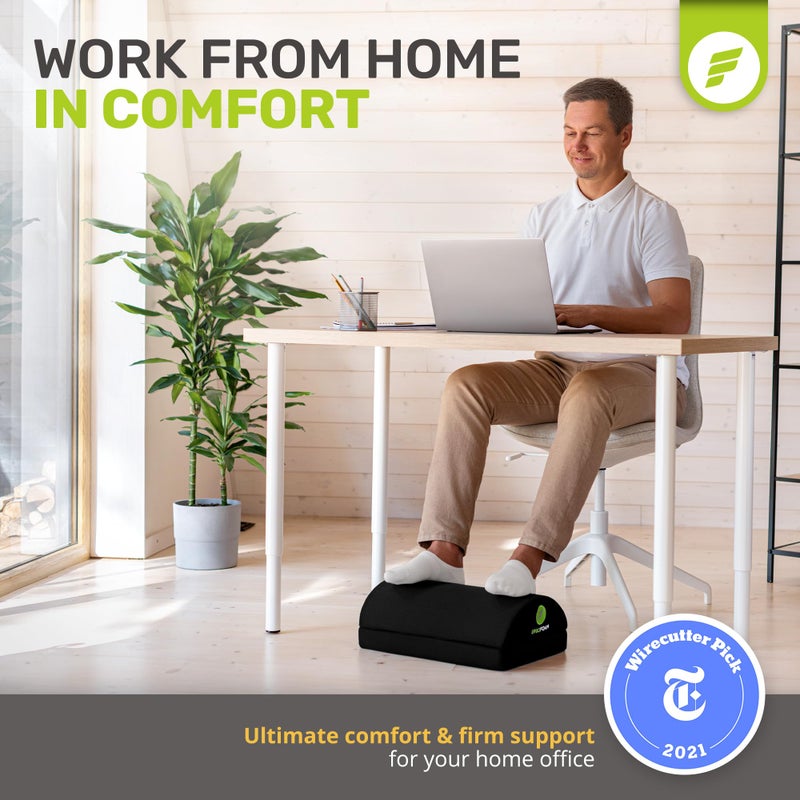 ErgoFoam إرجوفوم مسند القدمين تحت المكتب في العمل - معتمد من قبل أطباء chiropractors 2 في 1 قابل للتعديل مسند قدمين تحت المكتب - مسند قدمين مكتبي مريح مع رغوة ناعمة مقاومة للضغط عالية الكثافة (أسود، شبكة)  - Image 2
