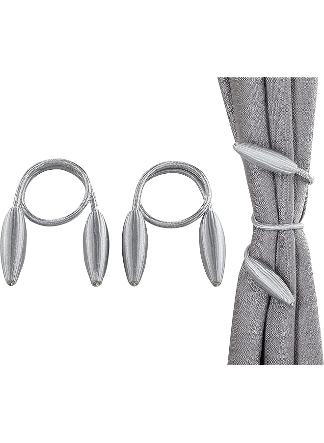 The Bros 2pcs Twist Curtain Tiebacks, Creative Window Drape Curtain Hold Back. Decorative Holdbacks (Grey, 20inch)  - Image 1