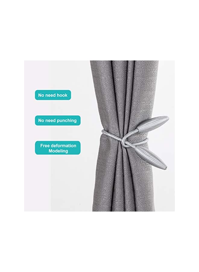 The Bros 2pcs Twist Curtain Tiebacks, Creative Window Drape Curtain Hold Back. Decorative Holdbacks (Grey, 20inch)  - Image 4