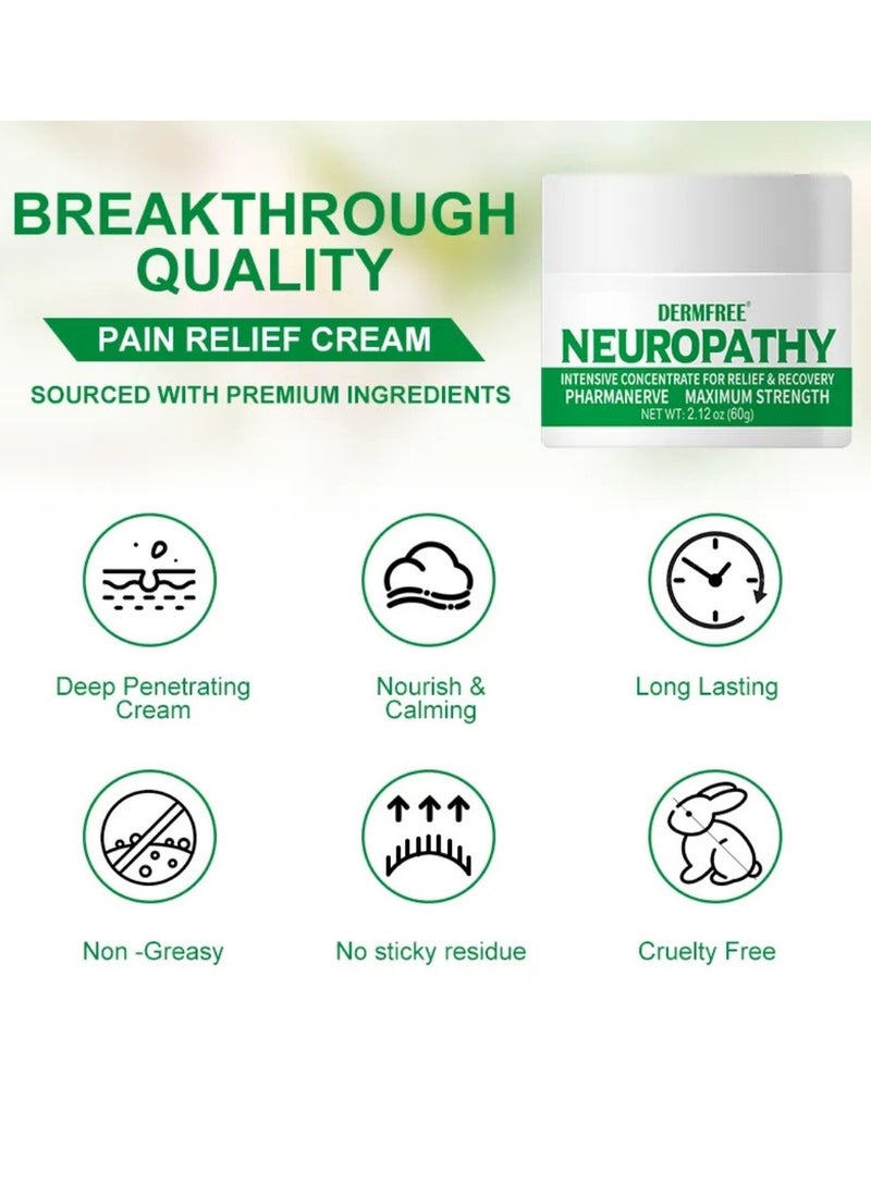 DERMFREE 60g Neuropathy Pain Relief Cream Fast Acting Maximum Strength for Feet Hands Legs Muscles Joints Waist Includes Arnica Vitamin B6 Aloe Vera MSM Mild and All Natural Nerve Pain Relief Cream - Image 4