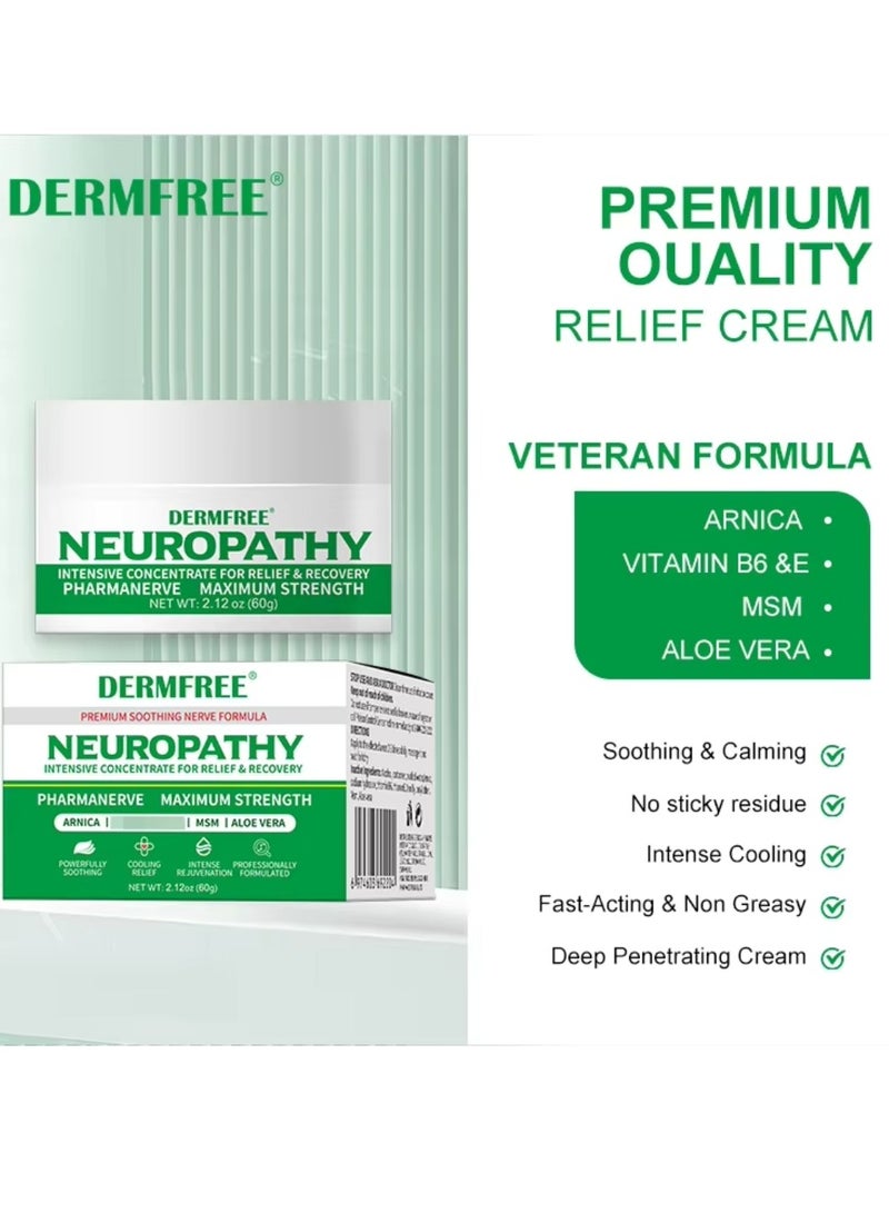DERMFREE 60g Neuropathy Pain Relief Cream Fast Acting Maximum Strength for Feet Hands Legs Muscles Joints Waist Includes Arnica Vitamin B6 Aloe Vera MSM Mild and All Natural Nerve Pain Relief Cream - Image 5