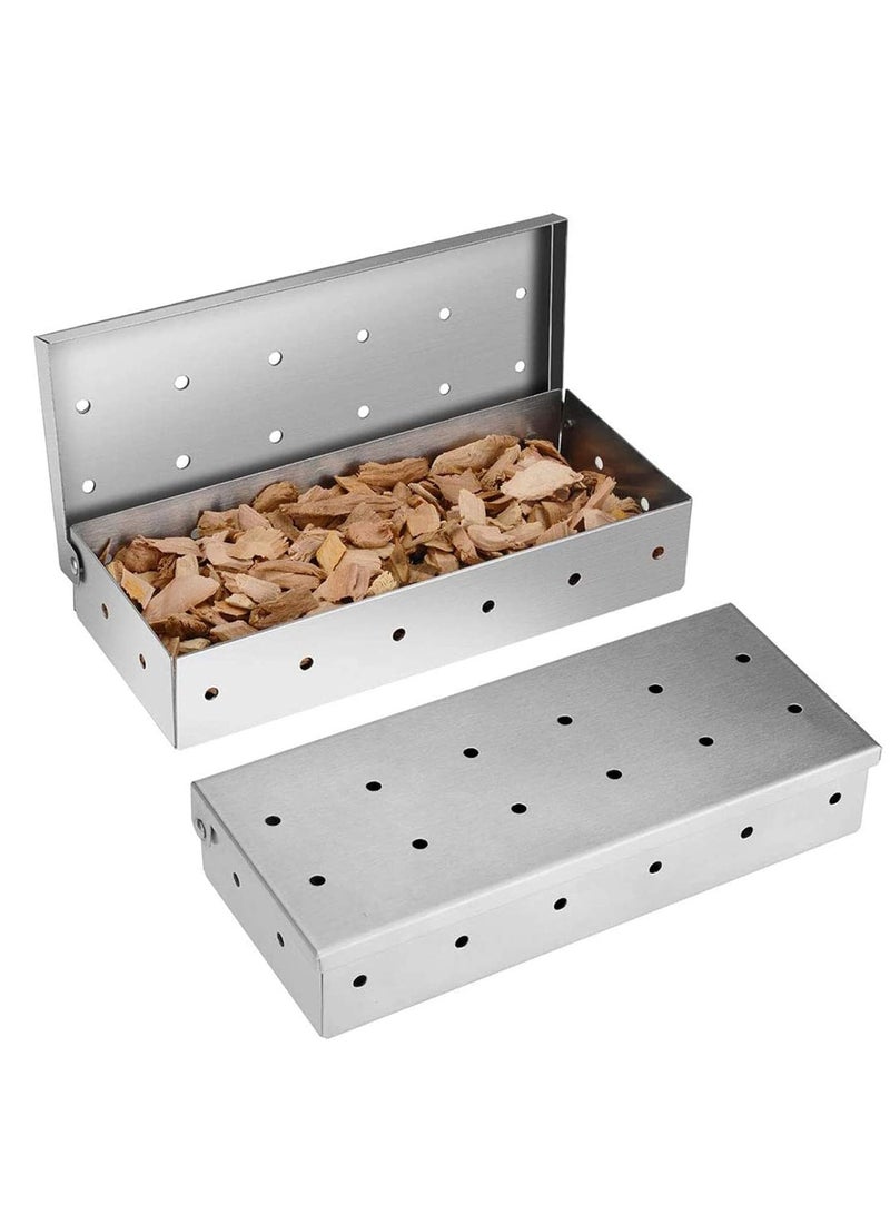 Hanayo صندوق دخان الشواء، سعة كبيرة من الفولاذ المقاوم للصدأ، صندوق مدخن بنكهة لحم مدخن للشواء بالفحم والغاز، أضف نكهة مدخنة لذيذة إلى لحمك - Image 3