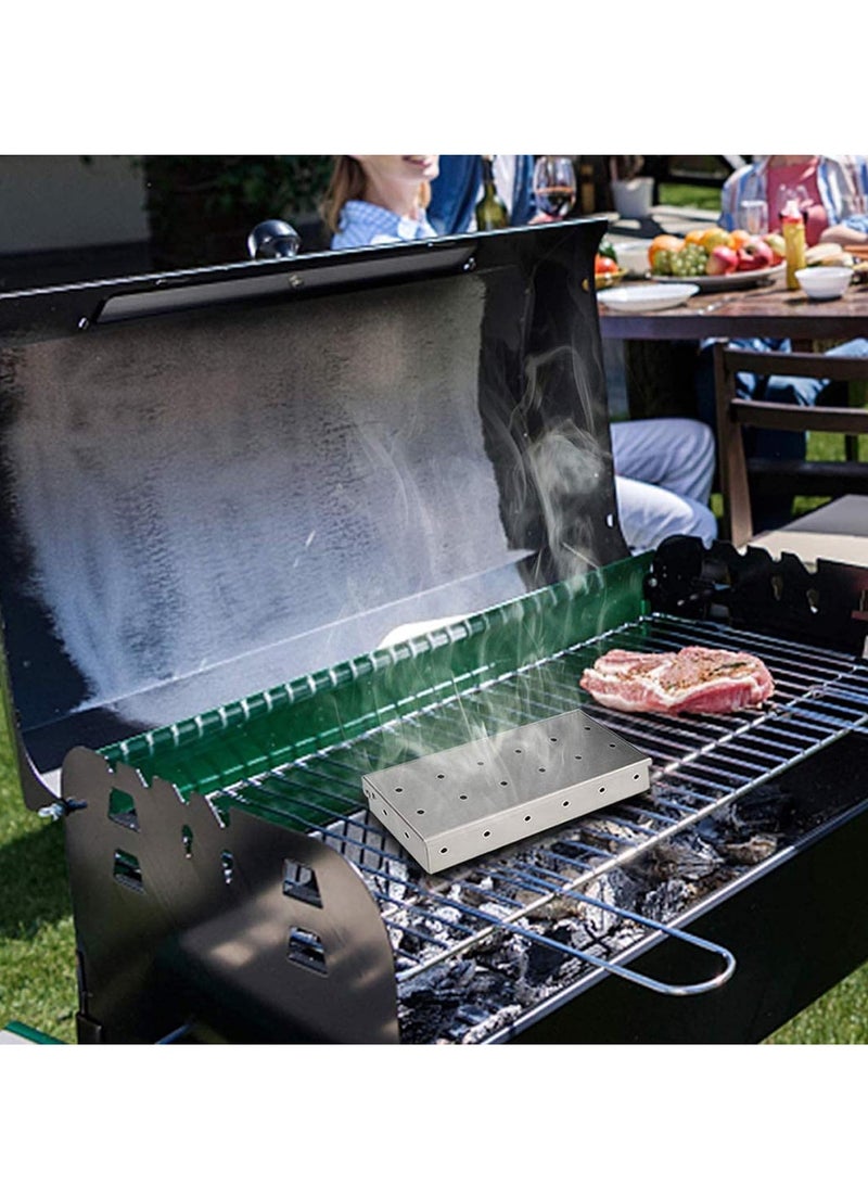 Hanayo صندوق دخان الشواء، سعة كبيرة من الفولاذ المقاوم للصدأ، صندوق مدخن بنكهة لحم مدخن للشواء بالفحم والغاز، أضف نكهة مدخنة لذيذة إلى لحمك - Image 5