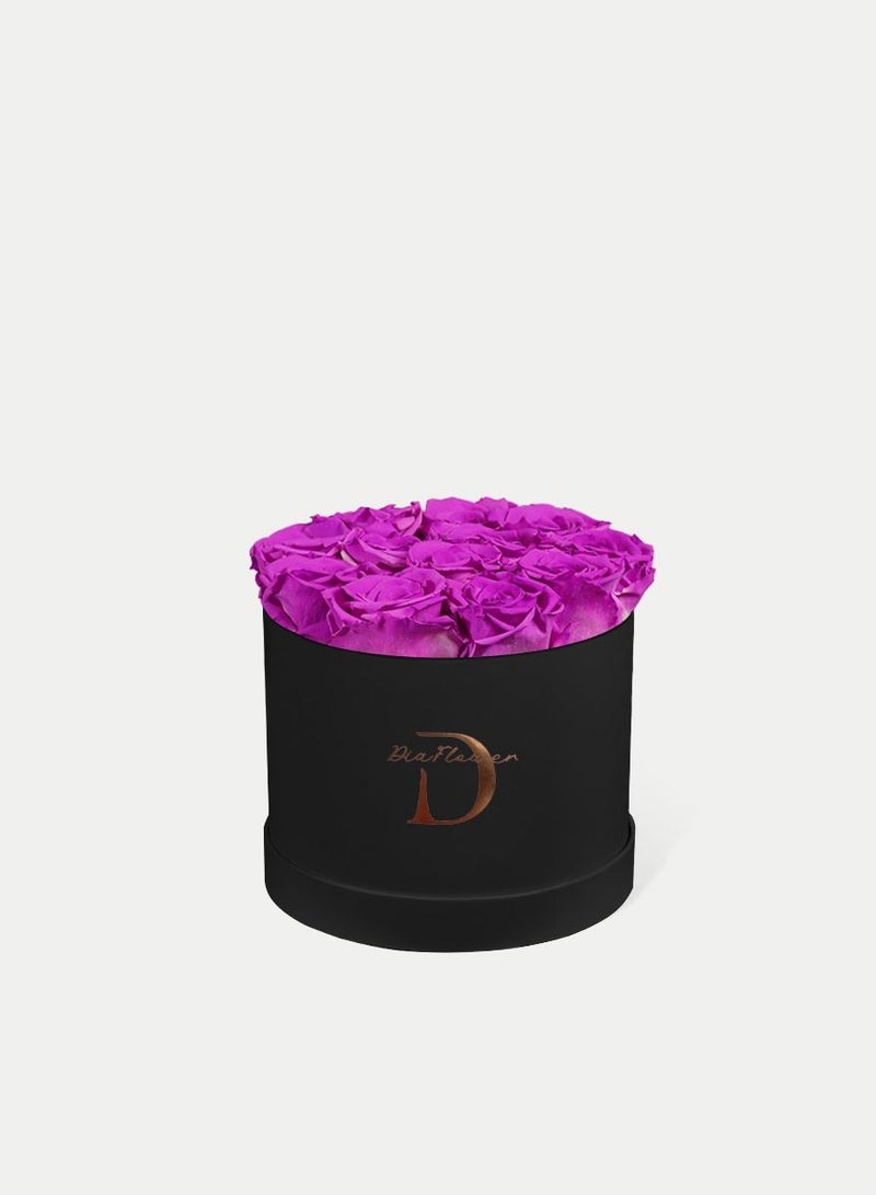 Dia FLOWER Infinity Round Box, Purple 12 ROSES SMALL - Image 1