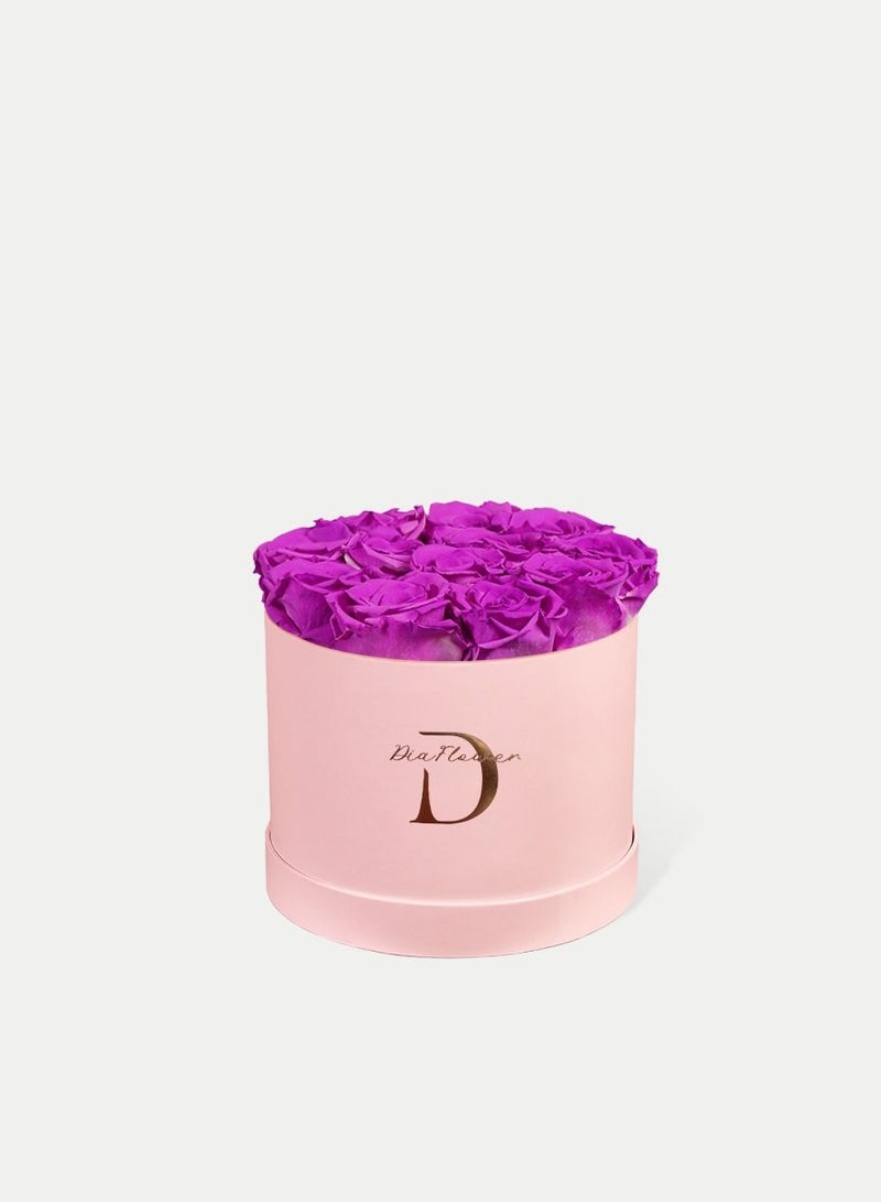 Dia FLOWER Infinity Round Box, Purple 12 ROSES SMALL - Image 2