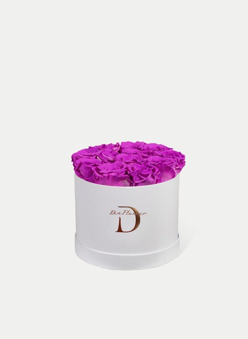 Dia FLOWER Infinity Round Box, Purple 12 ROSES SMALL - Image 3