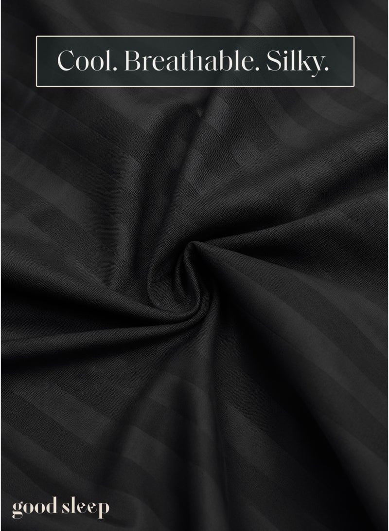 Good Sleep Premium Striped Duvet Set – 6-Piece Black | Queen Size 200x160 cm | Ultra-Soft, Wrinkle-Resistant & Made in Dubai | Includes Duvet Cover, Fitted Sheet & 4 Pillowcases - Image 5