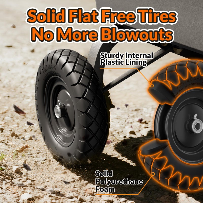 RONPOW 4.80/4.00-8 Flat Free Wheelbarrow Tire and Wheel, 16" Solid Puncture Proof Replacement Tires with 5/8" & 3/4" Bearings, 400Lbs Load, Universal Fit for Garden, Farm & Construction, 2Pack Black - Image 5