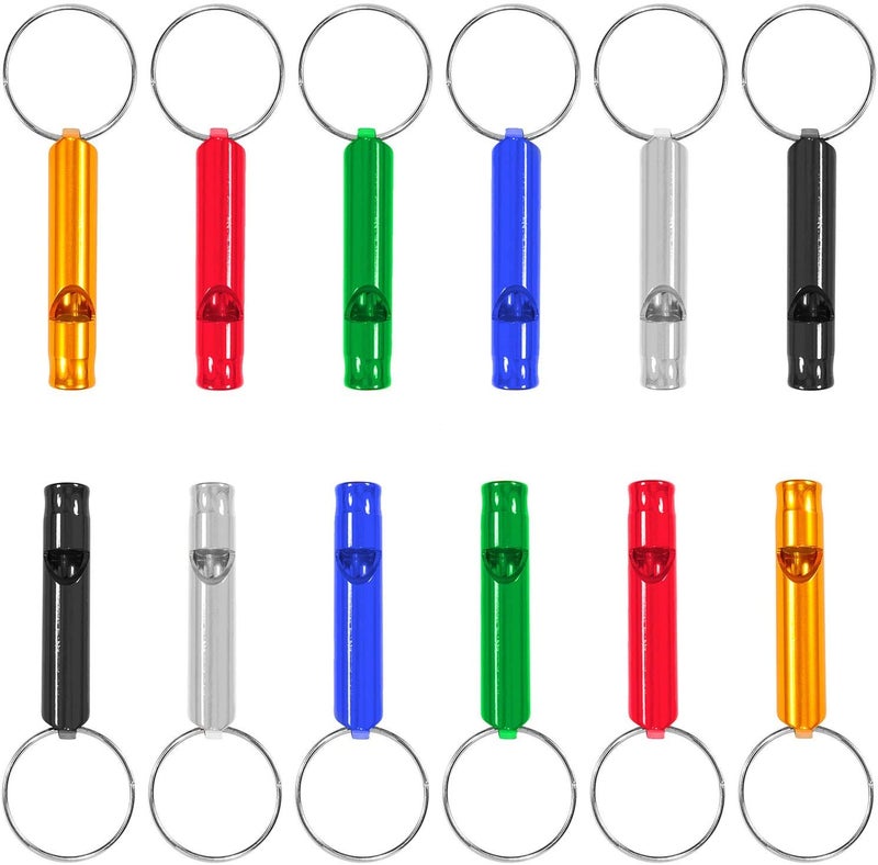 Ergonflow Set of 12 Extra Loud Whistles for Camping Hiking Hunting Outdoors Sports and Emergency Situations, Sturdy but Light Aluminium Key Chain Signals - Image 1