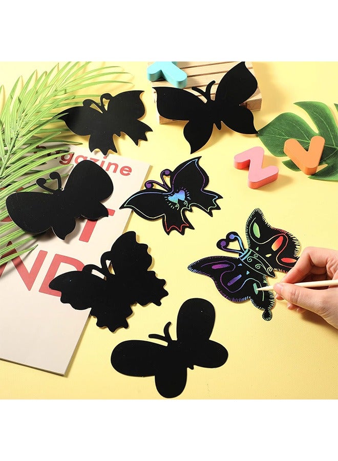 Arabest 24 Pcs Butterfly Scratch Cards, DIY Crafts Home Decoration, Scratch Crafts Butterfly Party Favors - Image 3