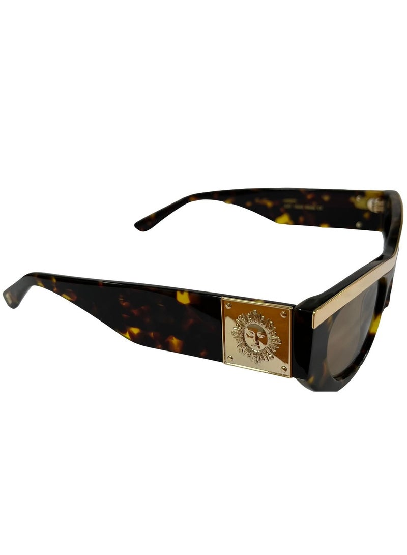 SOL.K Bosto-K Havana Sunglasses – Luxury Tortoiseshell Frame with Gold Accents & Brown Lenses, 400 UV Protection - Image 2