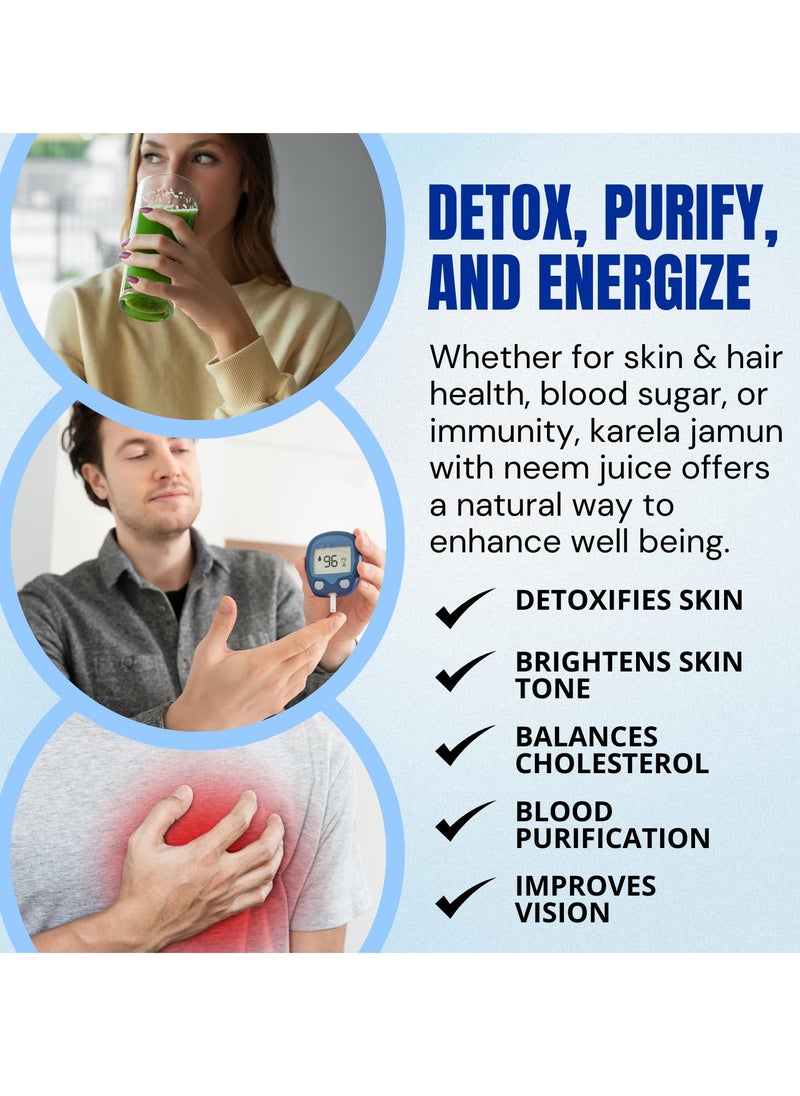 BLISS OF EARTH Karela Jamun Juice With Neem For Sugar Control Natural Boold Sugar Support & Detox Zero Sugar Zero Water 500ml PET Bottle  - Image 4