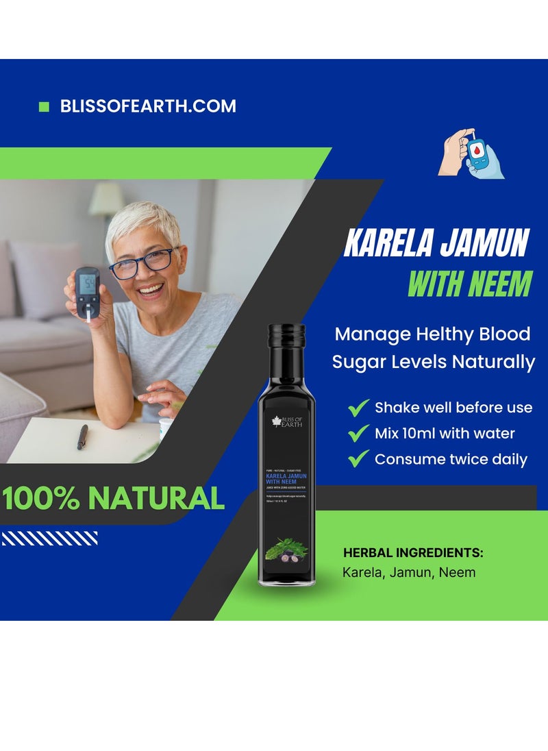 BLISS OF EARTH Karela Jamun Juice With Neem For Sugar Control Natural Boold Sugar Support & Detox Zero Sugar Zero Water 500ml PET Bottle  - Image 5
