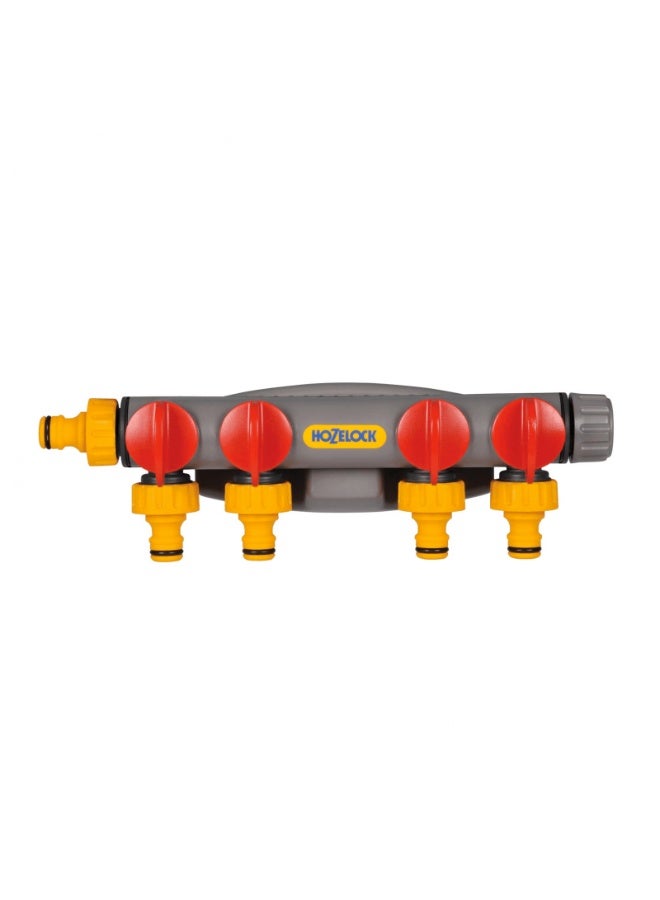 Hozelock 4 Way Tap Connector | Multi Outlet Garden Water Distributor | Independent Flow Control for Irrigation Systems - Image 1