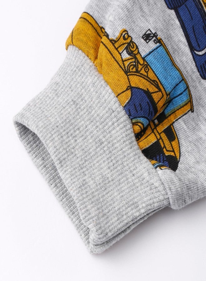 NUBEEHOHO Toddler Boys Full Zip Excavator Hoodies Kids Gray Cotton Sweatshirt Lightweight Fall Jackets 4T (073) - Image 5