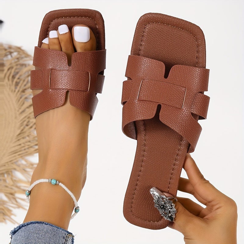 Purple Flat Square Head Large Size Fashionable Open-Toe - Image 1