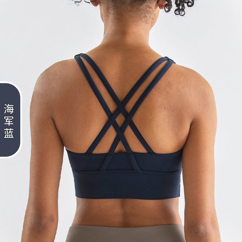 New Lulu Naked Cross Beauty Back Sports Underwear Shockproof Gather Yoga Bra Cloud Fitness Vest - Image 1