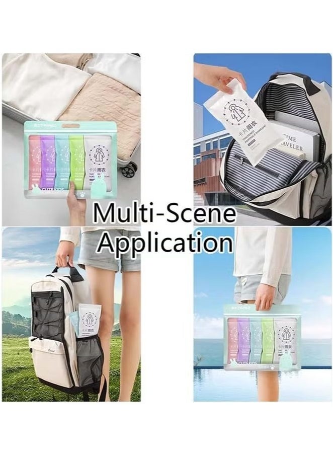 ATRJSZ 5 PCS Transparent Raincoat for Adults,Unisex Disposable PVC Rain Ponchos Portable Compressed Pocket Raincoat Individually Wrapped Long Rain Poncho with Hood for Women Men Travel Outdoor-Multi - Image 4