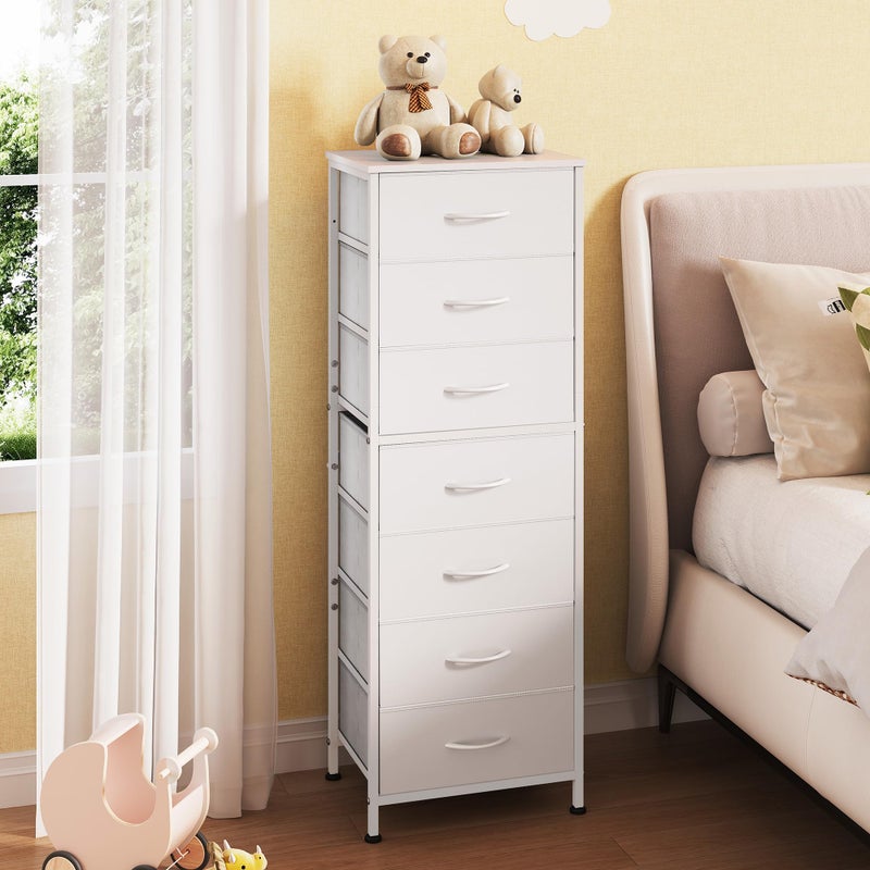 WLIVE White Tall Dresser for Bedroom, 7 Drawer Dressers & Chests of Drawers, Fabric Dresser for Closet, Living Room, Night Stand with Metal Frame, Storage Tower with Fabric Bins, Wood Top - Image 3