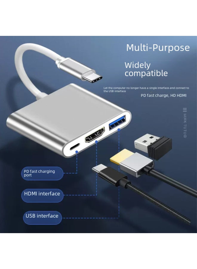 Neutral Usb C Expansion Dock Type C Laptop Splitter Hub Hub Multi-function Three-in-one Docking Station - Image 3