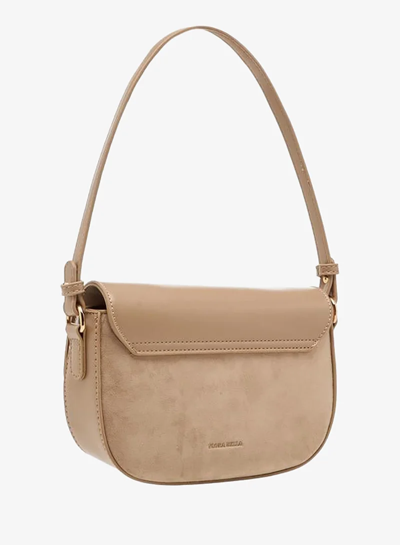 Flora Bella By Shoexpress BEIGE Solid Crossbody Bag with Twist Lock Closure for Women | Best Price UAE