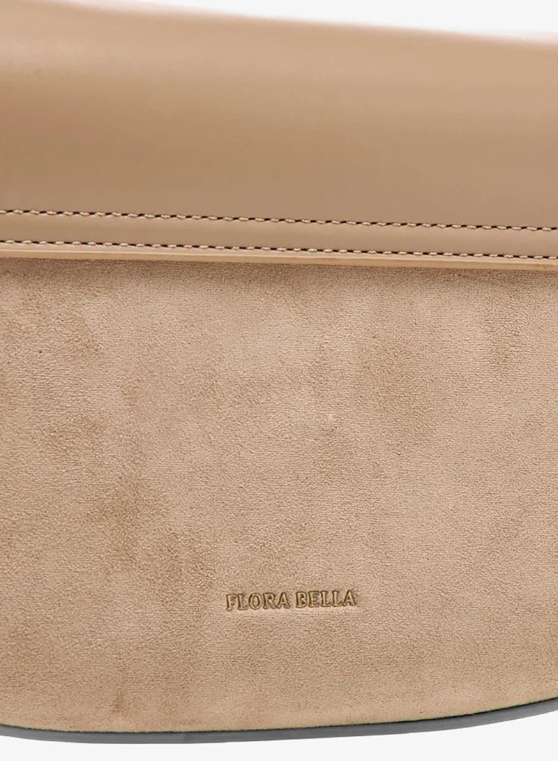 Flora Bella By Shoexpress BEIGE Solid Crossbody Bag with Twist Lock Closure for Women | Best Price UAE