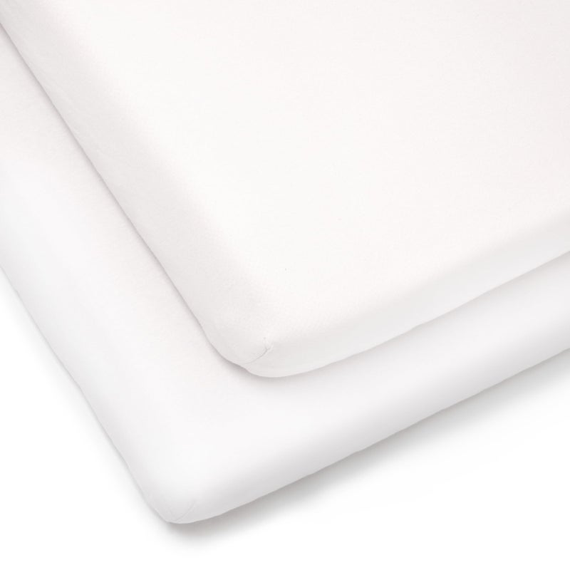 Clair de Lune 2 Pack Fitted Jersey Cotton Pram/Crib Sheets 90 x 40 cm (White) - Image 1