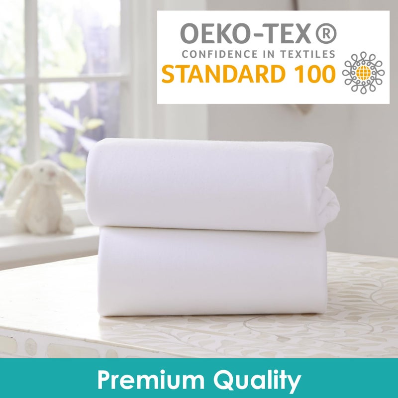 Clair de Lune 2 Pack Fitted Jersey Cotton Pram/Crib Sheets 90 x 40 cm (White) - Image 2