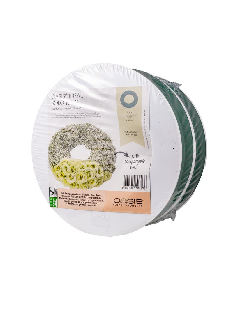 Gulf Flowers Gulf Flowers OASIS® IDEAL SOLO Floral Foam Ring – 4pcs, 4cm Height x 30cm Diameter, Green Wet Foam Ring for Fresh Flower Arrangements, Wedding Wreaths & Event Decor – German Quality 