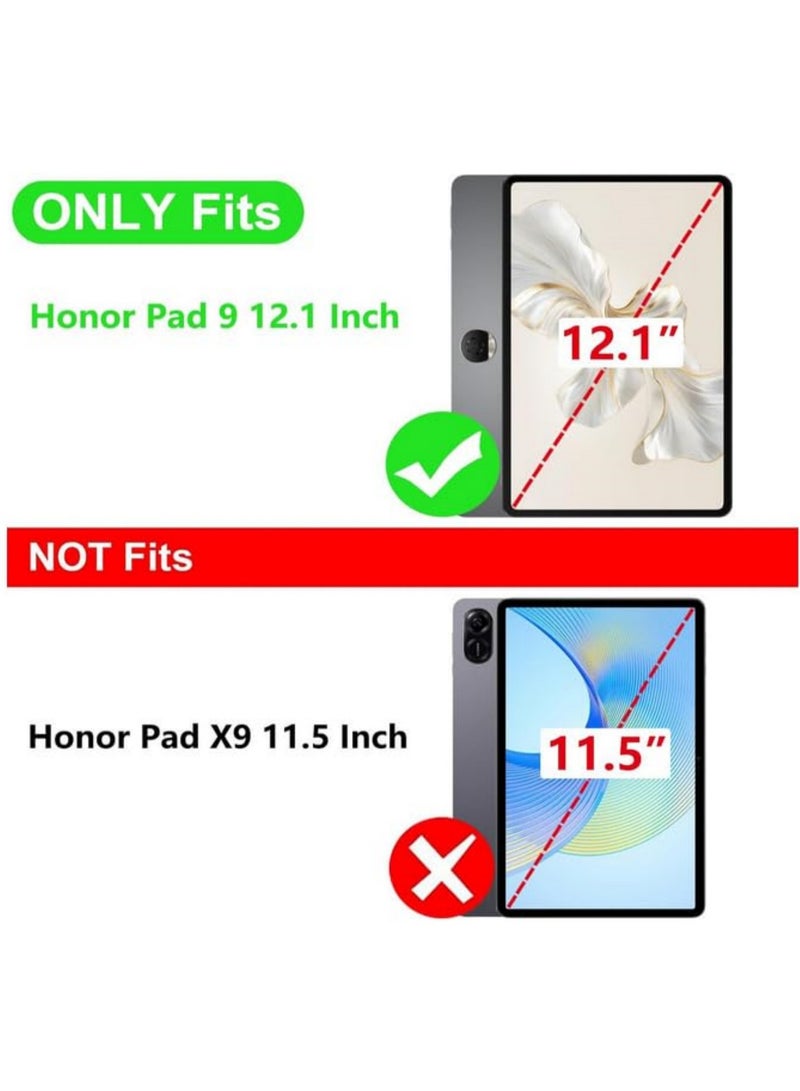 Auto Sleep Magnetic Stand Case for HUAWEI Honor Pad 9 2024 12.1 Inch HEY2-W09 HEY2-W19 Protective Cover with Smart Wake Sleep Function Durable PU Leather Slim Case for Honor Pad 9 Black - Image 2