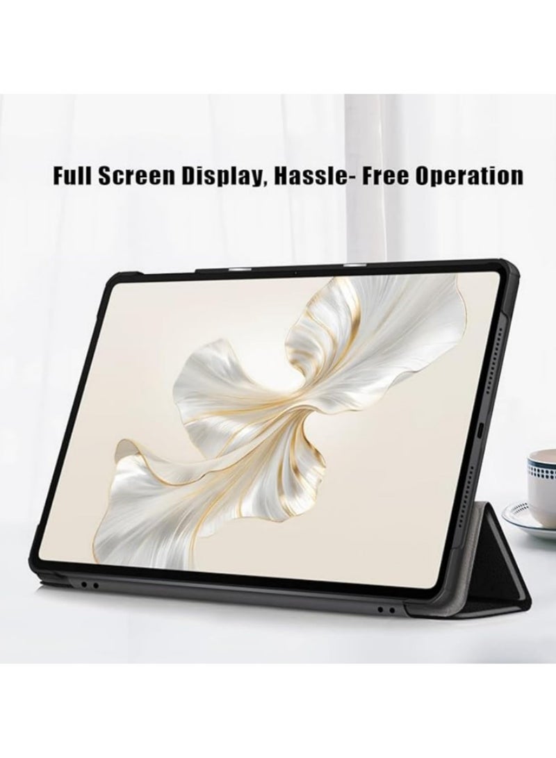 Auto Sleep Magnetic Stand Case for HUAWEI Honor Pad 9 2024 12.1 Inch HEY2-W09 HEY2-W19 Protective Cover with Smart Wake Sleep Function Durable PU Leather Slim Case for Honor Pad 9 Black - Image 4
