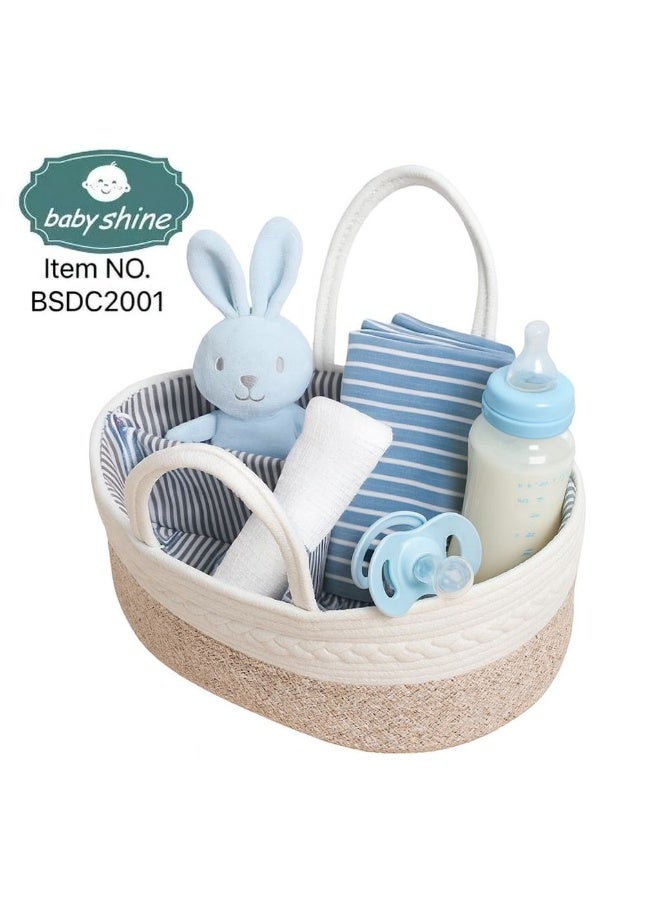 BabyShine Multi-Purpose Storage Basket for Babies – Designed to Organize Essential Baby Items such as Diapers, Bottles, Toys, and More – Modern Design with Soft Colors and Comfortable Handles for Easy Carrying - Image 1