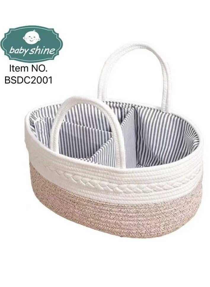 BabyShine Multi-Purpose Storage Basket for Babies – Designed to Organize Essential Baby Items such as Diapers, Bottles, Toys, and More – Modern Design with Soft Colors and Comfortable Handles for Easy Carrying - Image 3