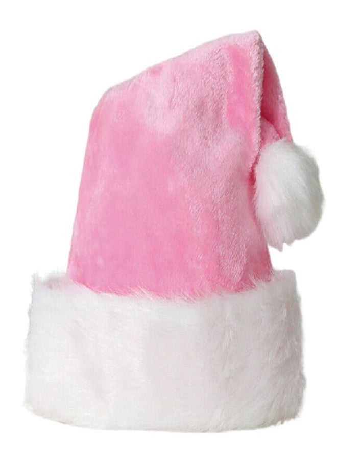 Ankelesz Santa Hat, Xmas Hat for Adults, Touch Soft Velvet Thickened Santa Hats for Christmas New Year Party Supplies (Pink) - Image 2