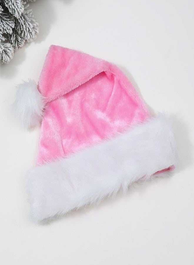 Ankelesz Santa Hat, Xmas Hat for Adults, Touch Soft Velvet Thickened Santa Hats for Christmas New Year Party Supplies (Pink) - Image 5