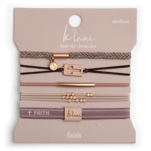 K'lani K’lani Faith Hair Tie Bracelets for Women - Boho Hair Ties & Elastic Bracelet Accessories for Hairs & Wrist - Gift for Birthdays, Mother’s Day & Graduation | 5 Pack - Small - Image 1