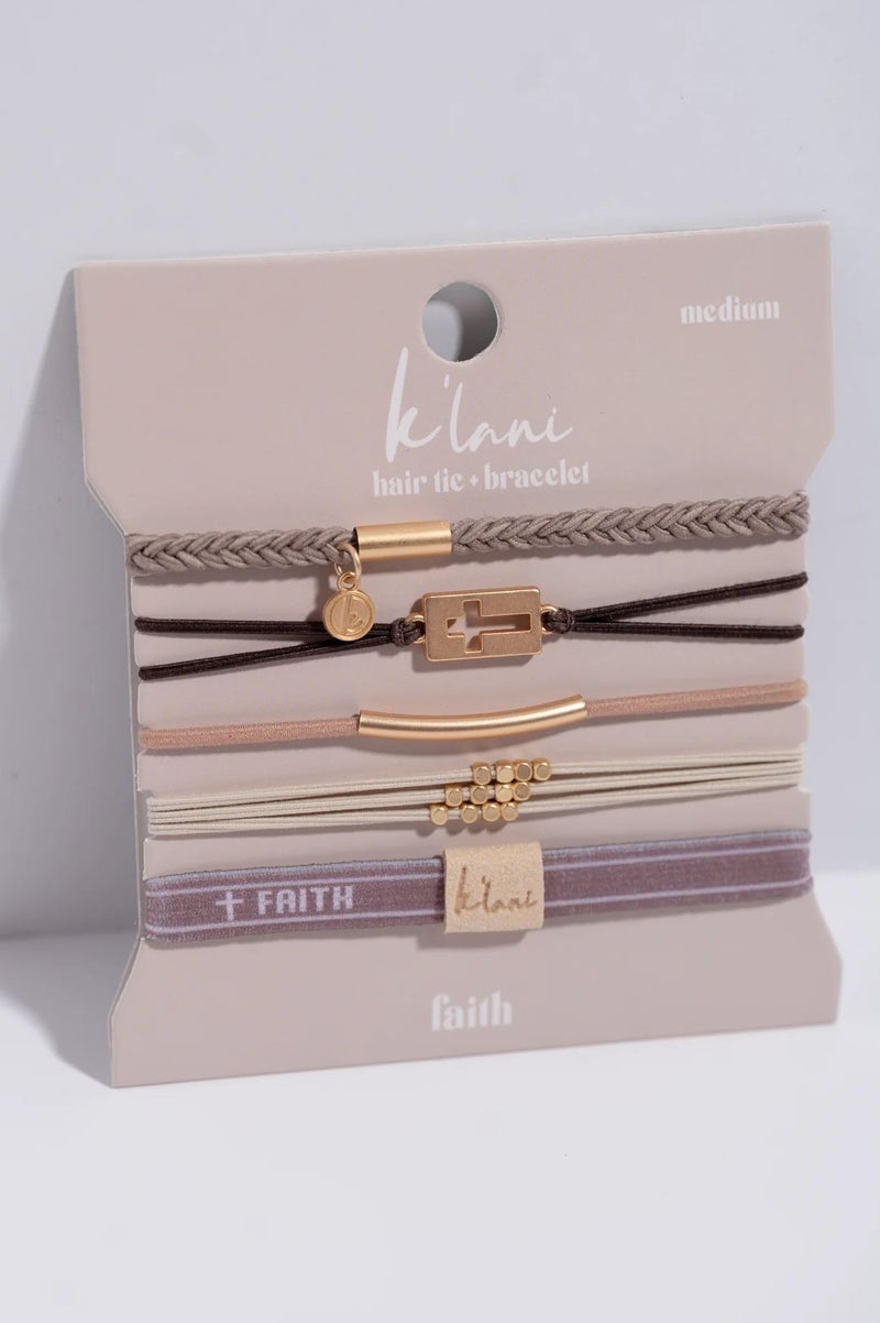 K'lani K’lani Faith Hair Tie Bracelets for Women - Boho Hair Ties & Elastic Bracelet Accessories for Hairs & Wrist - Gift for Birthdays, Mother’s Day & Graduation | 5 Pack - Small - Image 3